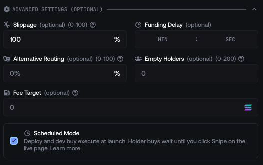 Advanced launch execution settings in Proxima