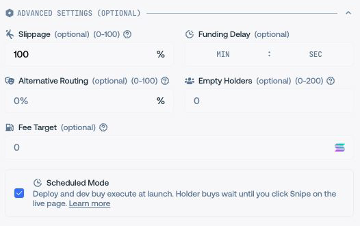 Advanced launch execution settings in Proxima